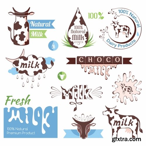 Collection of vegetable fruit sugar chocolate wheat logo sticker frame border card 25 EPS