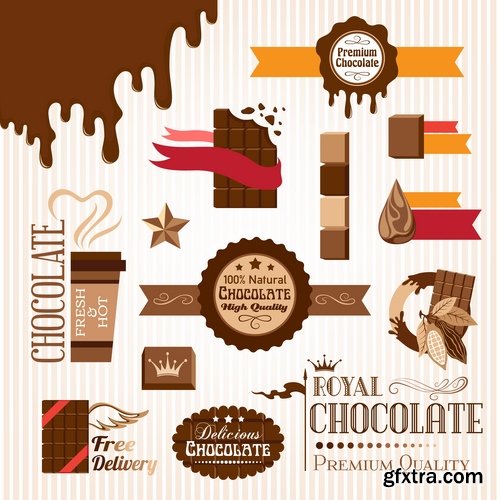 Collection of vegetable fruit sugar chocolate wheat logo sticker frame border card 25 EPS