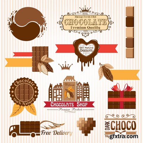 Collection of vegetable fruit sugar chocolate wheat logo sticker frame border card 25 EPS