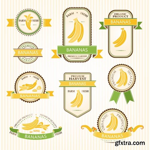 Collection of vegetable fruit sugar chocolate wheat logo sticker frame border card 25 EPS