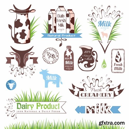 Collection of vegetable fruit sugar chocolate wheat logo sticker frame border card 25 EPS