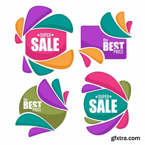 Collection of label discount sale sticker logo frame border card 25 EPS