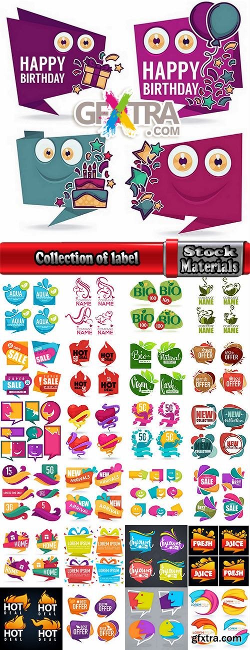 Collection of label discount sale sticker logo frame border card 25 EPS