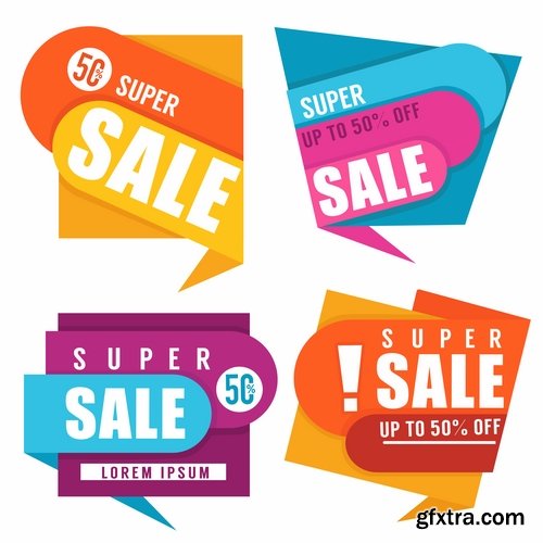 Collection of label discount sale sticker logo frame border card 25 EPS