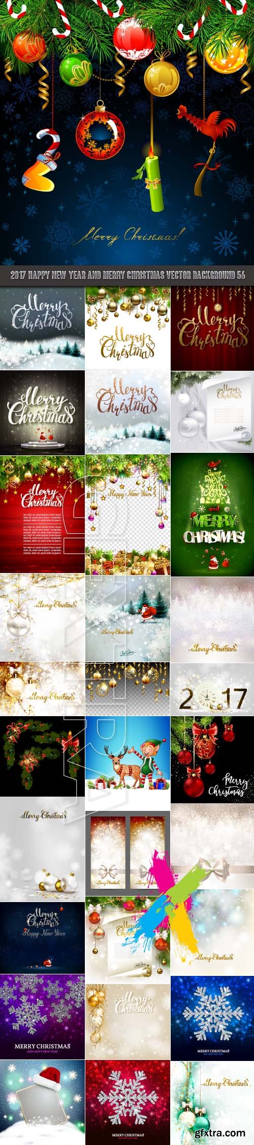 2017 Happy New Year and Merry Christmas vector background 56