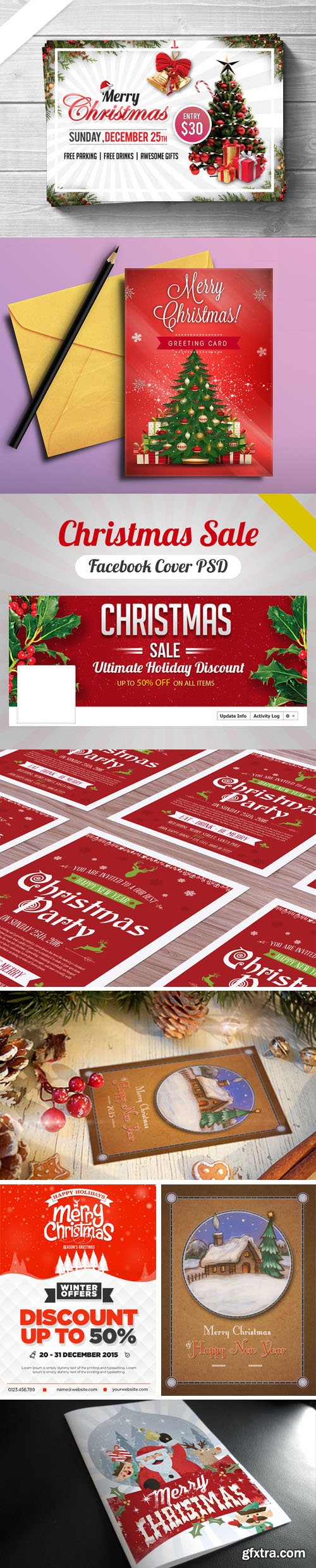 Christmas Party,Sale Flyer & Card Templates (PSD/AI/EPS)