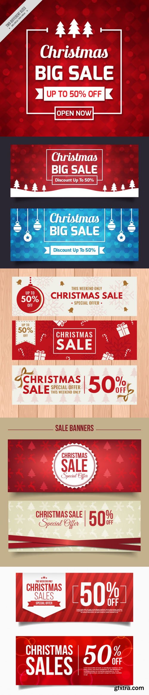 Stylish Christmas Sale & Discount Banners in Vector (AI/EPS)