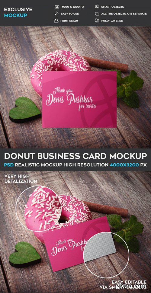 Donut Business Card PSD Mockup Template