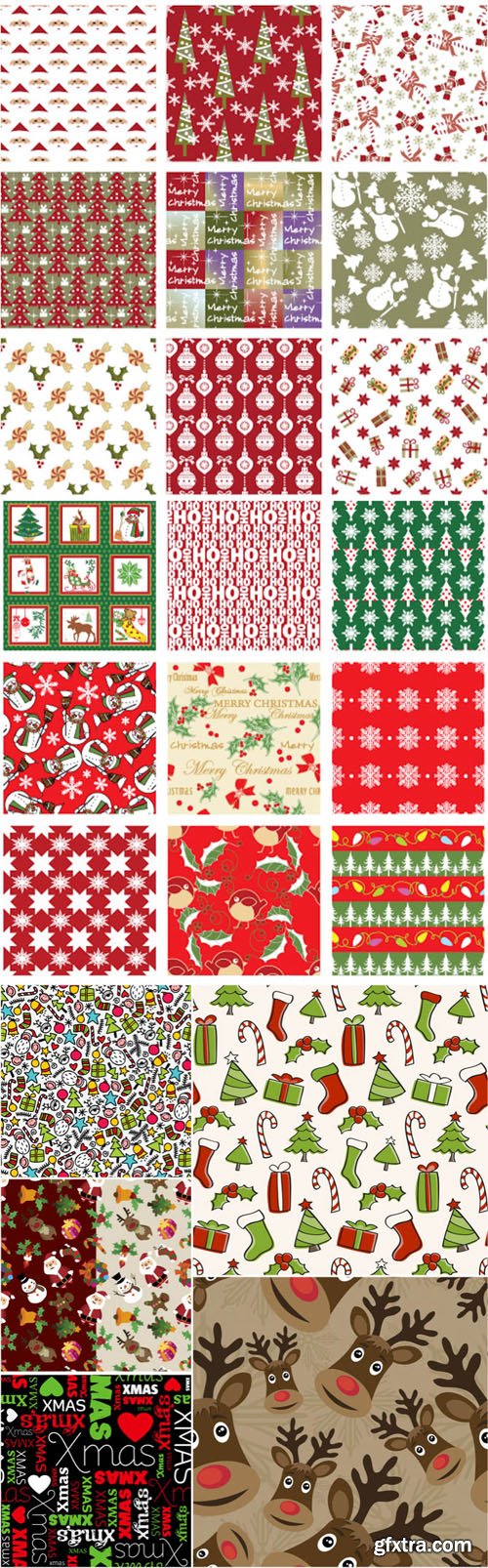 Christmas Seamless Patterns Vector Set (EPS)