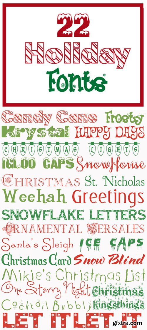 22 Holiday Fonts (TTF/OTF)