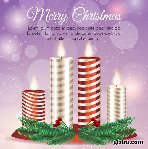 8 Christmas Candles in Vector (AI/EPS)