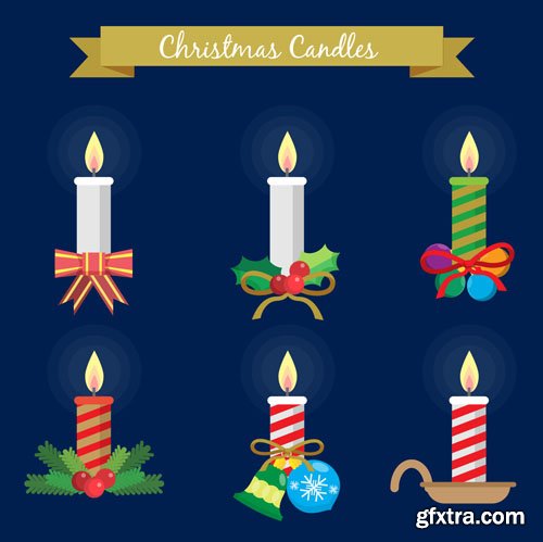 8 Christmas Candles in Vector (AI/EPS)