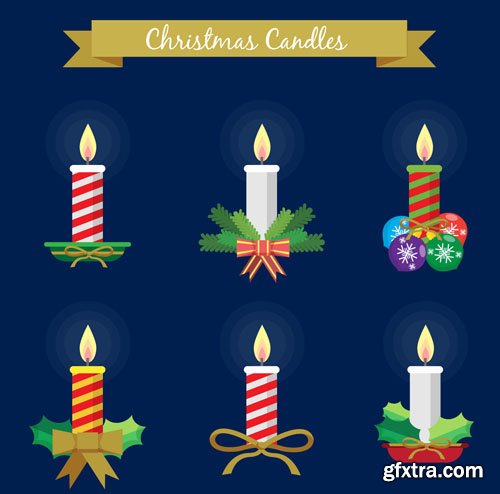 8 Christmas Candles in Vector (AI/EPS)