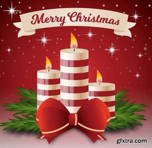 8 Christmas Candles in Vector (AI/EPS)