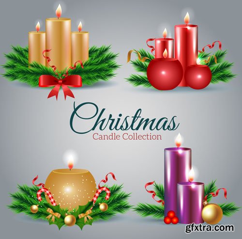 8 Christmas Candles in Vector (AI/EPS)