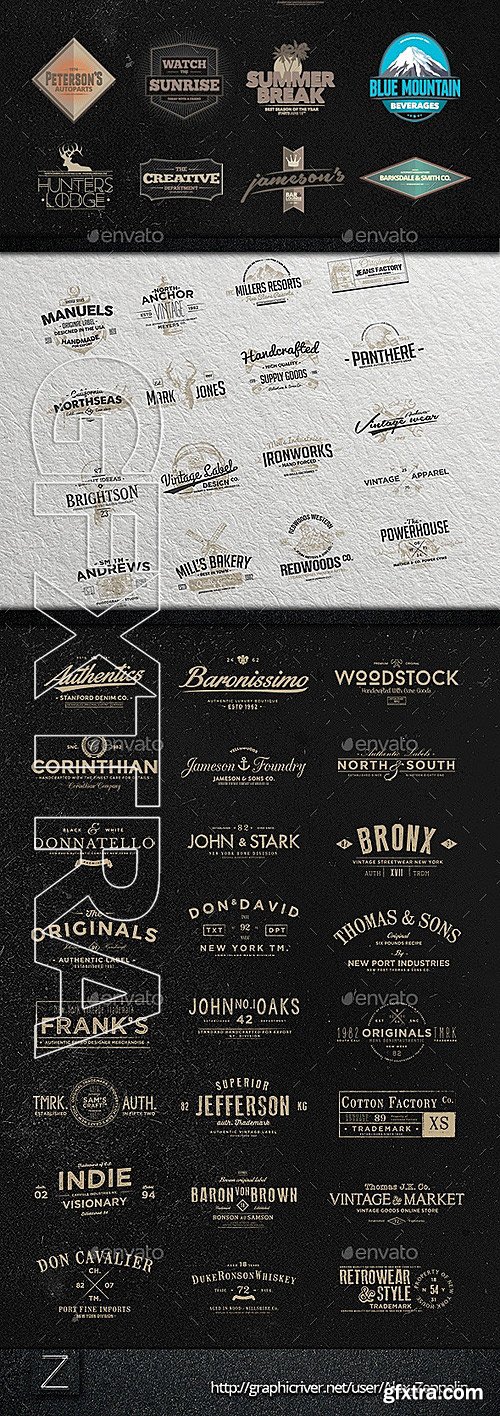 GraphicRiver - 96 Retro Vintage Badges & Labels Bundle Vol.2 9007614