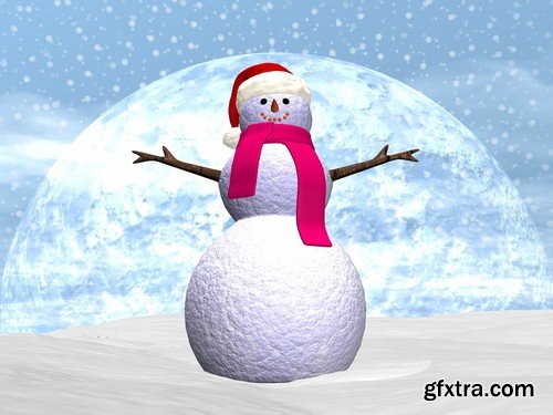 Background with snowman 1 - 5 UHQ JPEG