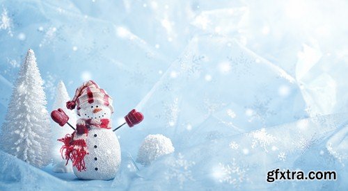 Background with snowman 1 - 5 UHQ JPEG