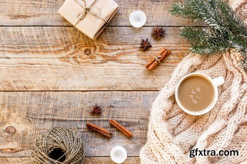 Christmas background with coffee - 6 UHQ JPEG