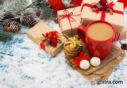 Christmas background with coffee - 6 UHQ JPEG