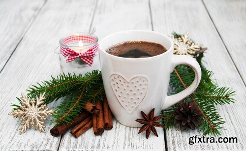 Christmas background with coffee - 6 UHQ JPEG