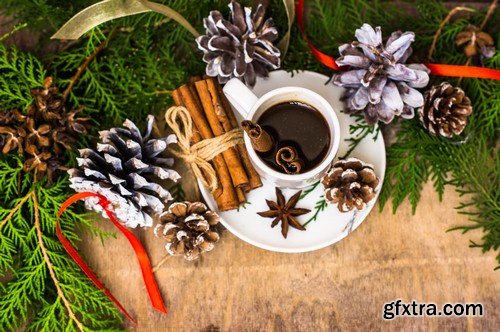 Christmas background with coffee - 6 UHQ JPEG