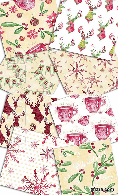 Red Christmas Seamless Patterns