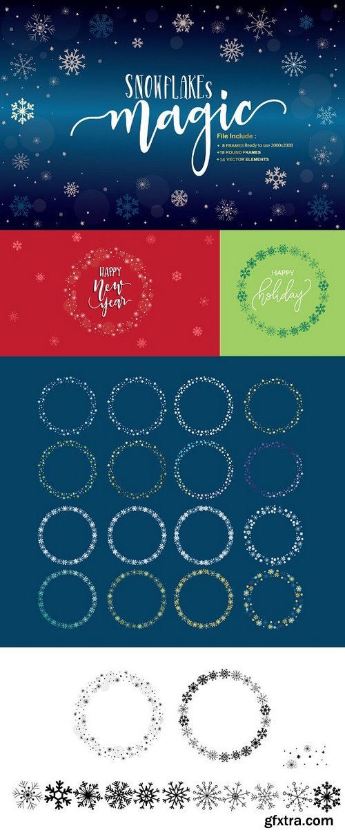 CM - SNOWFLAKES VECTOR FRAME & ROUND 1084127