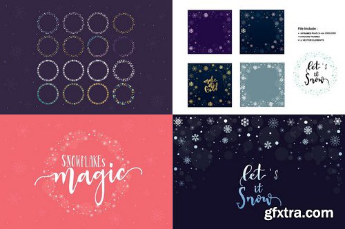 CM - SNOWFLAKES VECTOR FRAME & ROUND 1084127