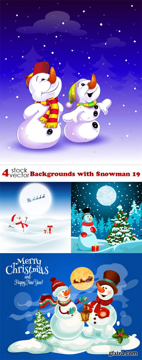 Vectors - Backgrounds with Snowman 19