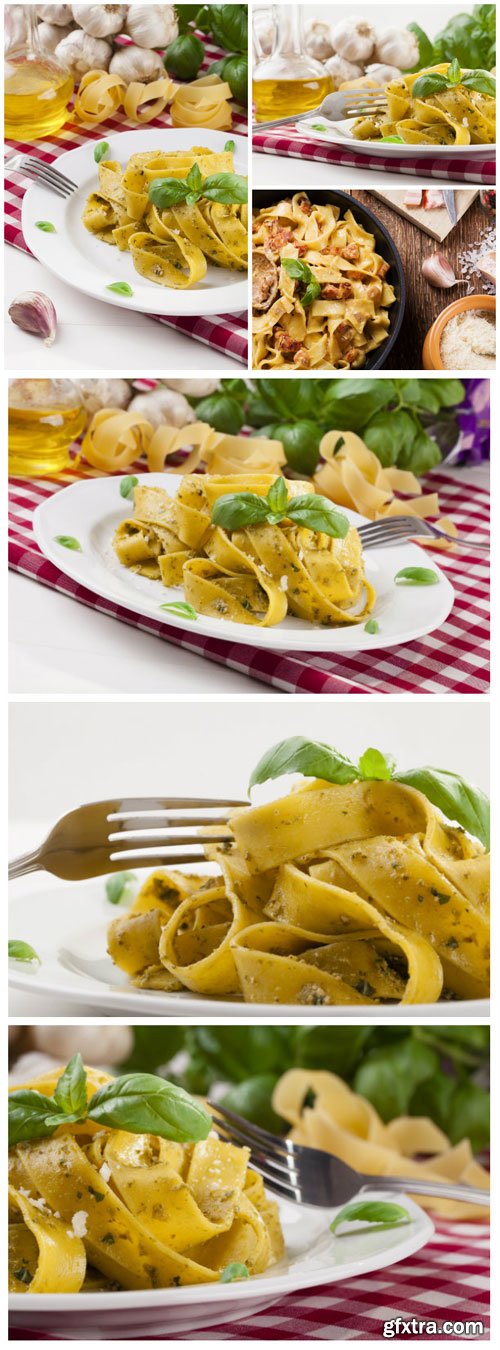 Delicious pasta tagliatelle with pesto