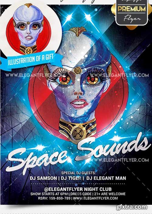 Space Sounds Flyer PSD V5 Template + Facebook Cover