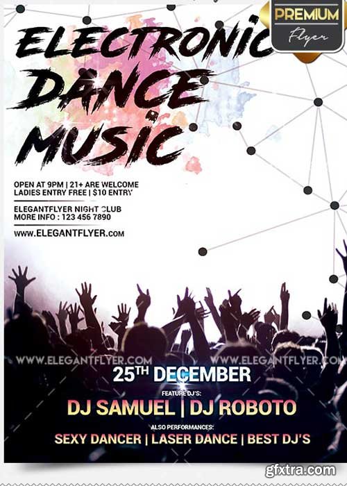 EDM Party Flyer PSD V8 Template + Facebook Cover