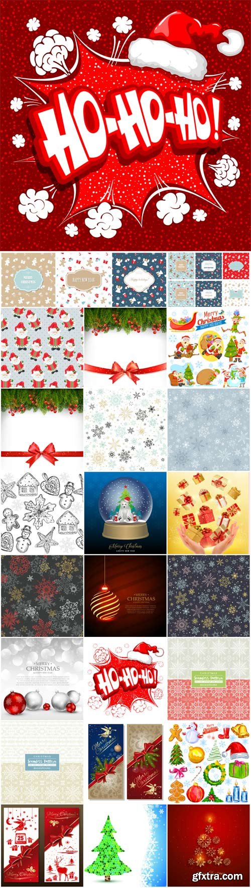 Merry Christmas and Happy New Year vector, backgrounds and textures