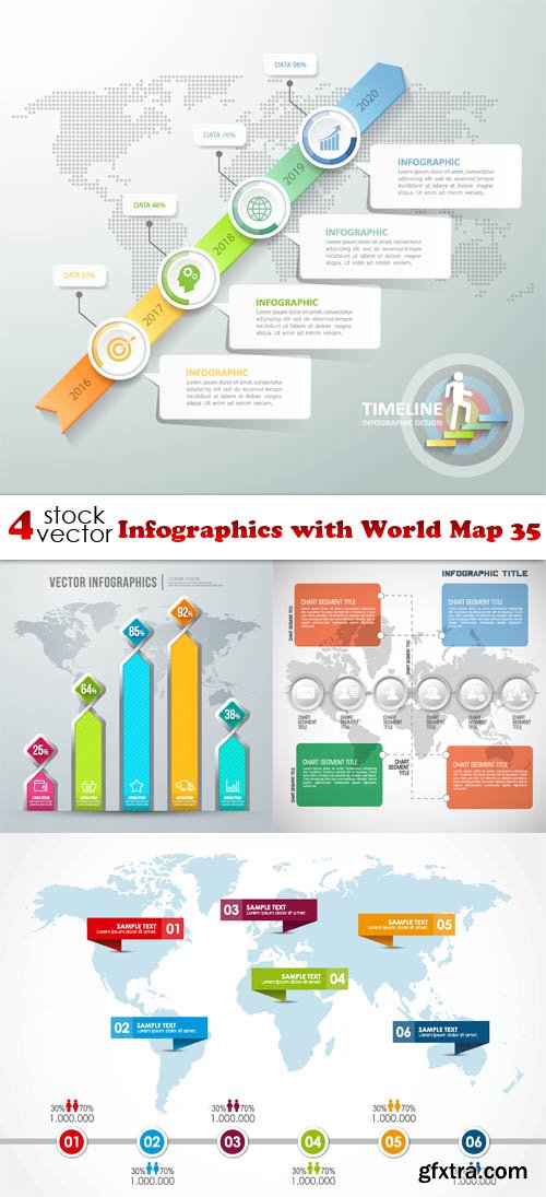 Vectors - Infographics with World Map 35