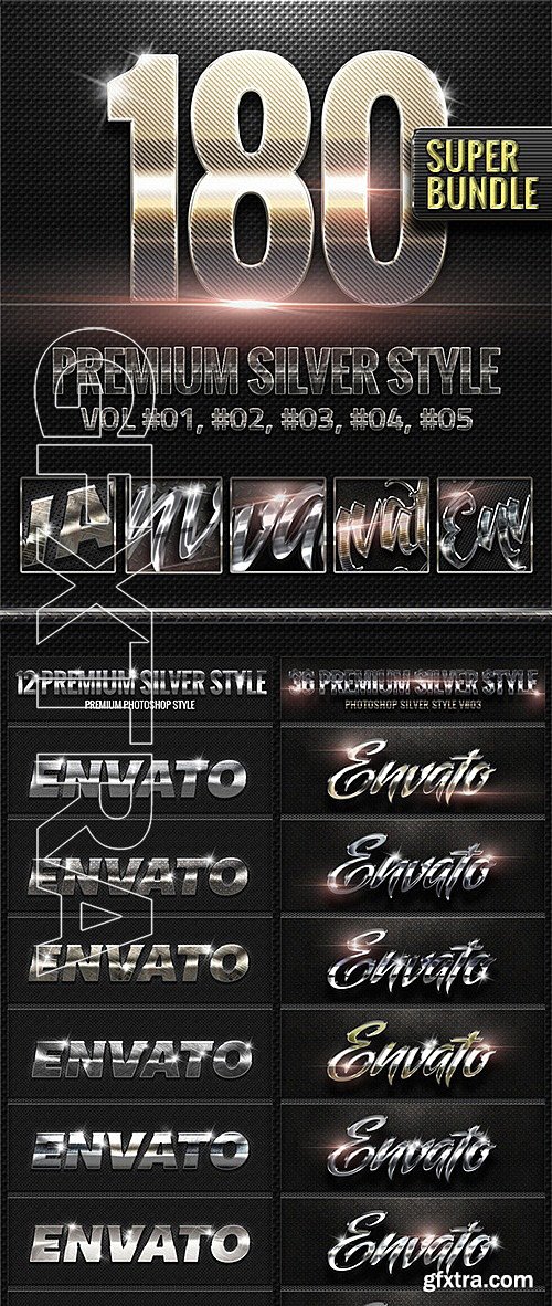 GraphicRiver - 180 Metallic Silver Style Super Bundle 11924866