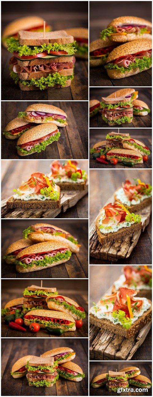 Tasty sandwiches on a wooden table - 20xUHQ JPEG