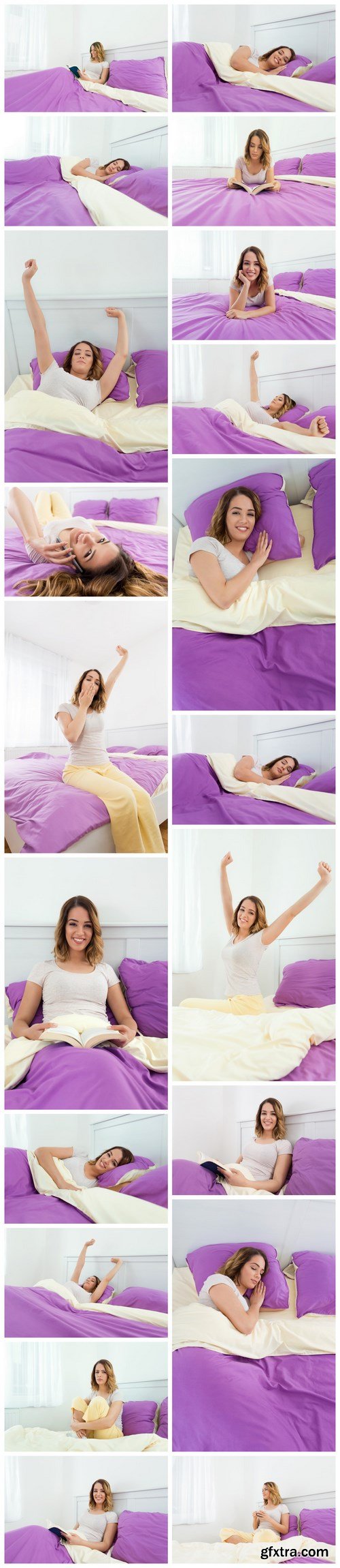 Beautiful young woman is sleeping in bed - 20xUHQ JPEG