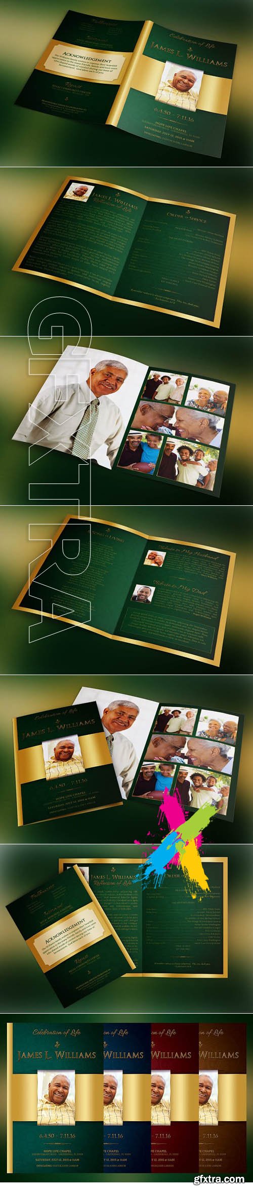 CM Green Regal Funeral Program Template 1117603