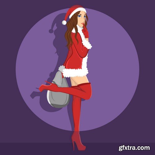 Girl santa claus 2 - 8 EPS