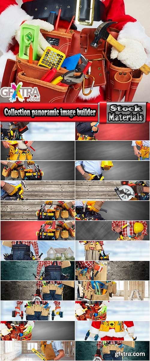 Collection panoramic image builder working for advertising a set of tools for home renovation 25 HQ Jpeg