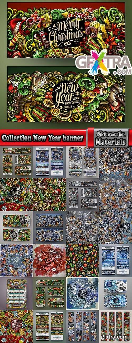 Collection New Year banner Christmas flyer background is winter gift card 25 EPS