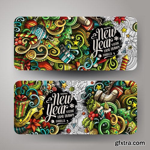 Collection New Year banner Christmas flyer background is winter gift card 25 EPS