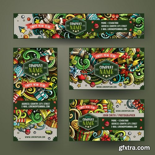 Collection New Year banner Christmas flyer background is winter gift card 25 EPS