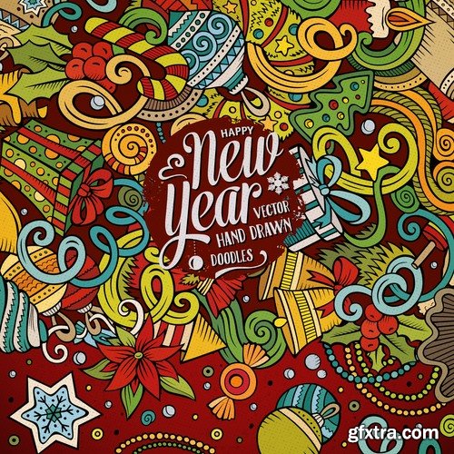 Collection New Year banner Christmas flyer background is winter gift card 25 EPS