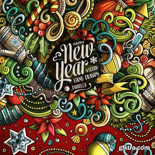 Collection New Year banner Christmas flyer background is winter gift card 25 EPS