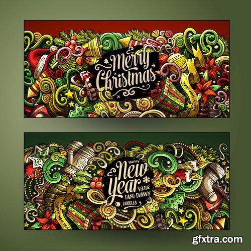 Collection New Year banner Christmas flyer background is winter gift card 25 EPS