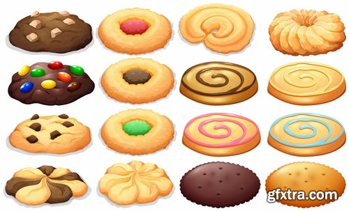 Collection of sweet cookies cake christmas new year 25 EPS