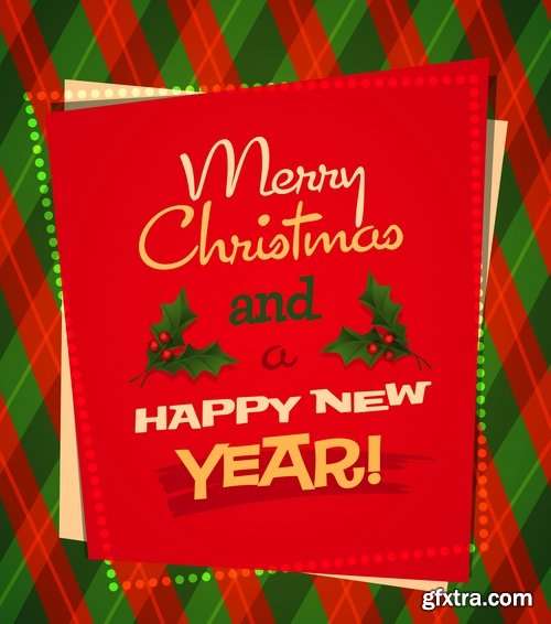 Collection of Christmas New Year holiday couple santa claus flyer gift card 25 EPS