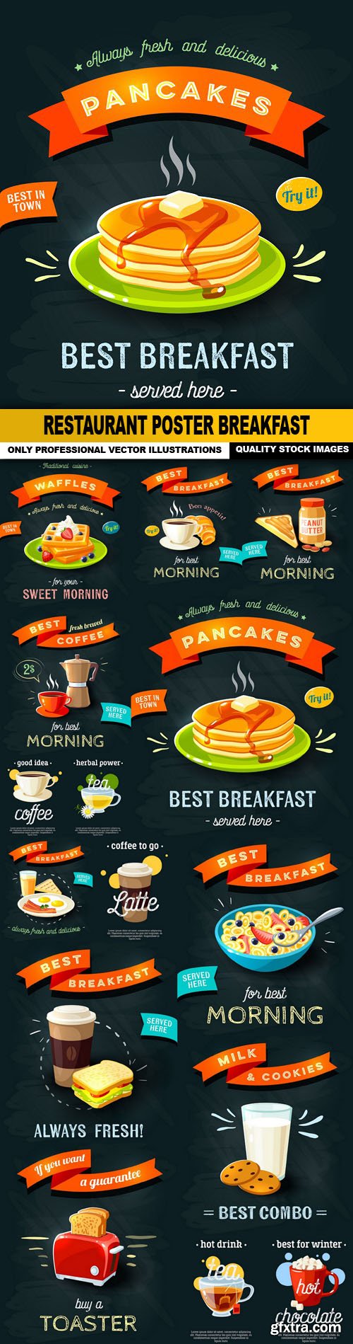 Restaurant Poster Breakfast - 15 Vector